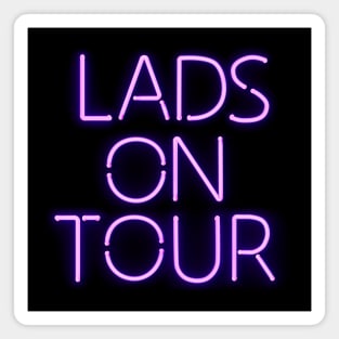 lads on tour in Glowing Purple Neon Text Magnet